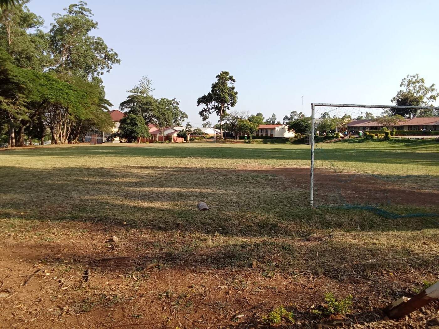 The school's playing field with goal posts